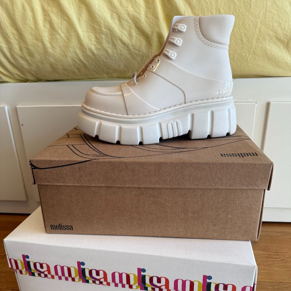 Melissa White Lace Up Platform Boots